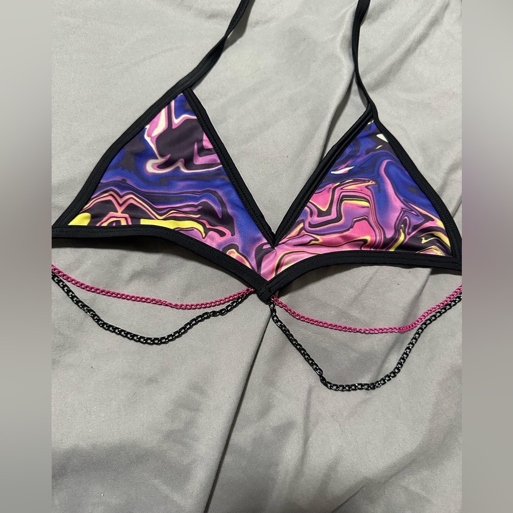Colorful Bikini top with Chains